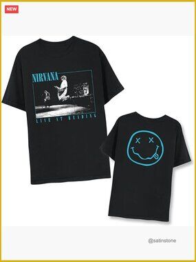 Nirvana Live at Reading Graphic T-Shirt Vintage Style Short Sleeve